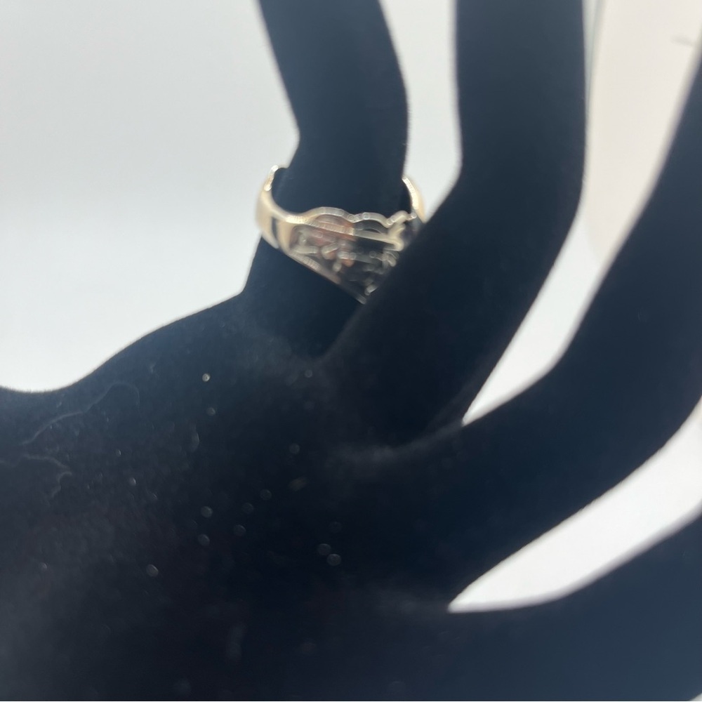 Vintage Sterling Silver Green onyx Statement Ring SZ 5 Southwestern - Picture 8 of 13